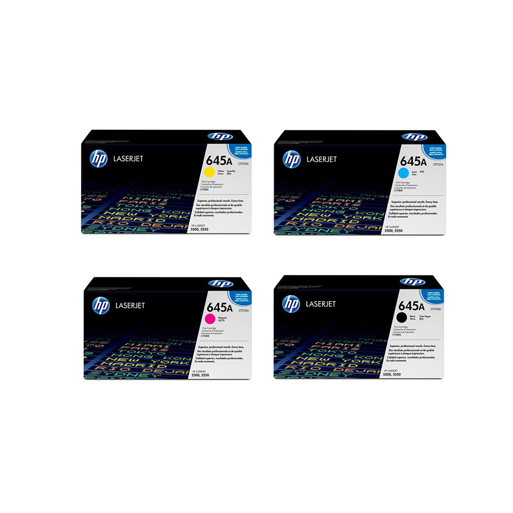 Genuine HP 645A HP Toner Cartridge Set | C9730A C9731A C9732A C9733A | Black, Cyan, Yellow, Magenta